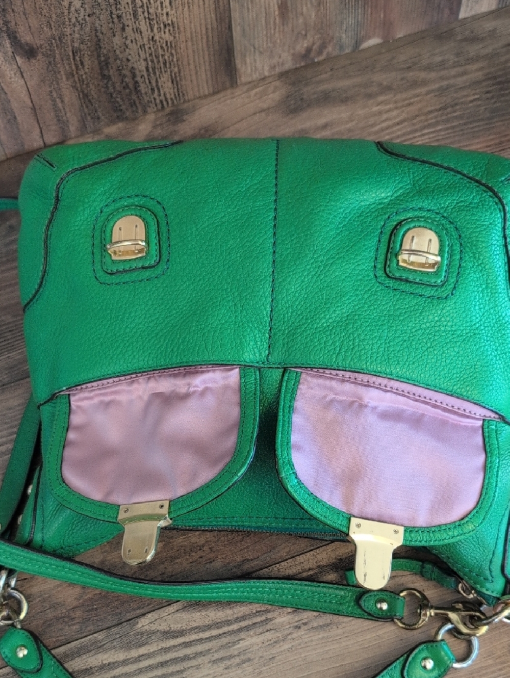 Coach Vintage Green Pebbled Leather Poppy Avery Hobo Crossbody Bag          M357 - Picture 12 of 16